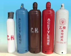 40L Acetylene Gas Cylinders with QF-36 Valves and Protection Caps